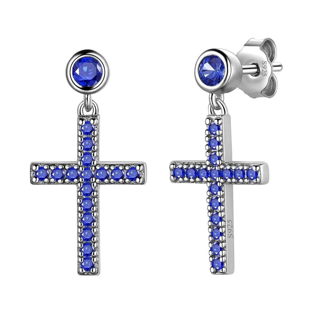 Tokyo Mart Classic Small Cross Drop Earrings Women Mens Jewelry Sterling Silver
