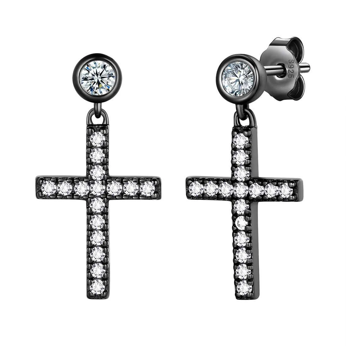 Tokyo Mart Classic Small Cross Drop Earrings Women Mens Jewelry Sterling Silver