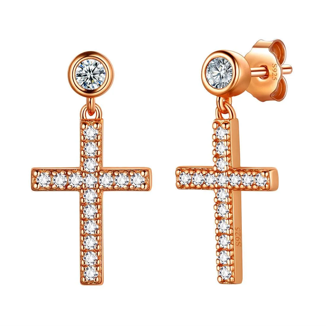 Tokyo Mart Classic Small Cross Drop Earrings Women Mens Jewelry Sterling Silver