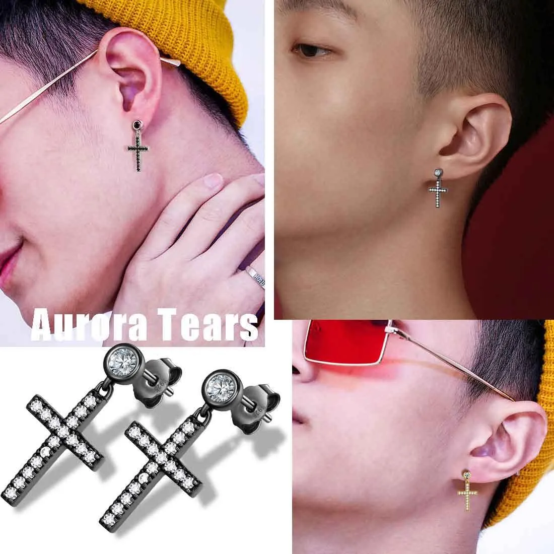 Tokyo Mart Classic Small Cross Drop Earrings Women Mens Jewelry Sterling Silver