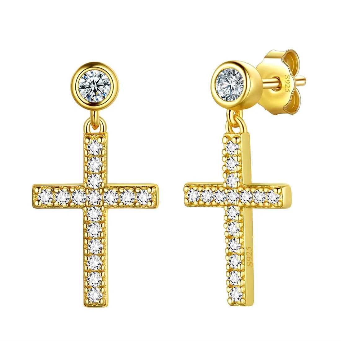 Tokyo Mart Classic Small Cross Drop Earrings Women Mens Jewelry Sterling Silver