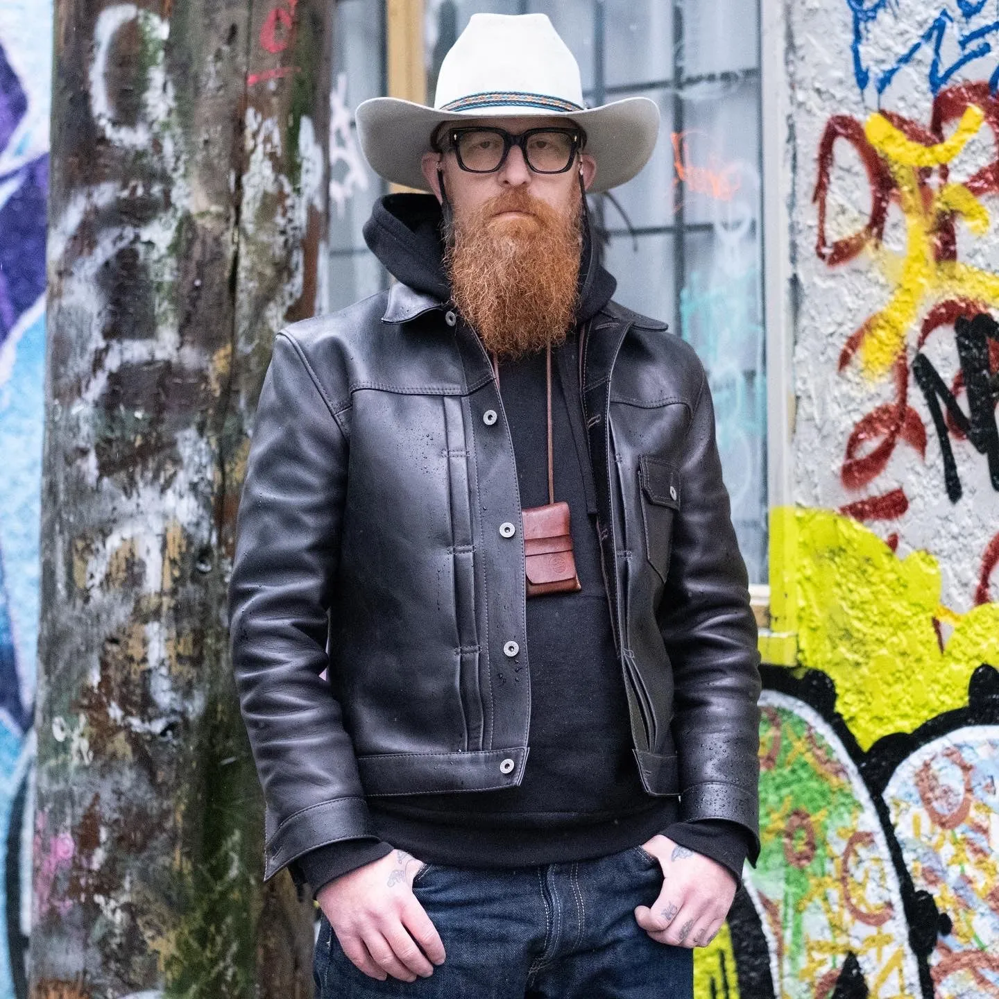 Y'2 Leather EB-140 Eco Horse Hide Type 1 Jacket Black